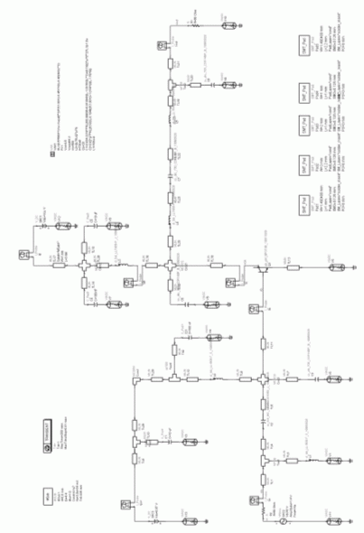 Fig. 42.4: Schema circuitale del PA completo di rda e linee di trasmissione.